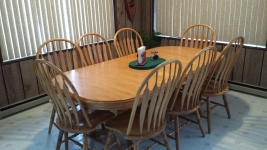 Dining room table seats 8.